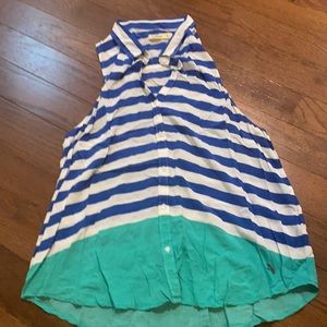 Hollister blue and white stripe sleeveless tank